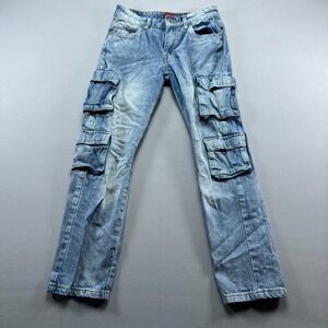Truth Substance Common Sense Cargo Jeans Girls 10 Blue Denim Cotton Relaxed Fit